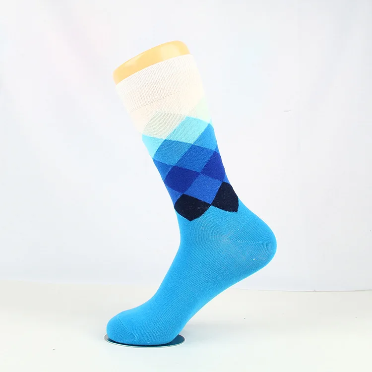 AL173SC Men Solid Sport Socks with Geometric Pattern in Rainbow Colors Boys Cycling Running Middle Tube Socks 5 Pairs/ lot - Цвет: Color 5