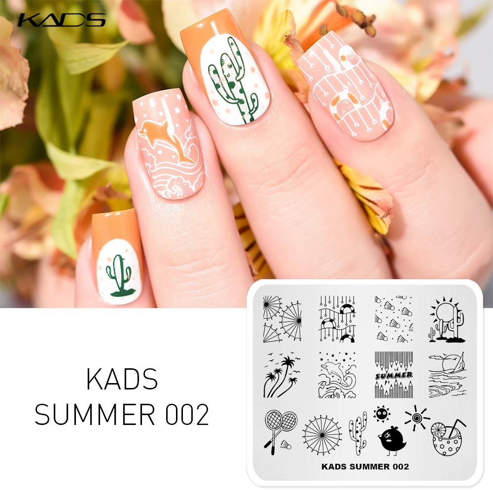 KADS пластины для стемпинга ногтей Летняя тема Фламинго листья Перепечатка Маникюр шаблоны для стемпинга трафарет для нейл-арта штамп - Цвет: Summer 002