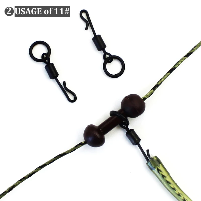 Anillo Giratorio Flexi Para Pesca De Carpa - Talla 8, Color Negro Mate, Resistencia 75 Lb