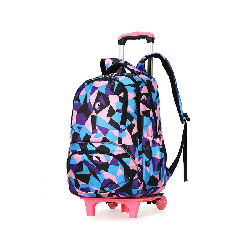 2 wheels backpack Детский Школьный рюкзак с колесами, Детские рюкзаки на колесиках, Детская сумка на колесиках для девочек, дорожный Рюкзак-тележка сумка для детей - Цвет: 2 wheels backpack