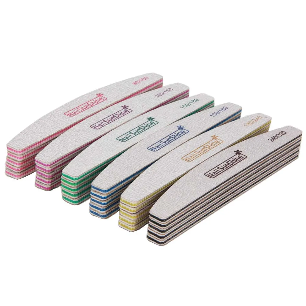 Mixed Style Nail File 6Pcs Double-sided Ship Type Sandpaper Buffing Fingernail Beauty Nails Makeup Tool Salon DIY Accessories