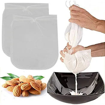 価格 2 Pc食品フィルターバッグナイロン巾着フィルター袋ナットミルクジュース最小限土砂再利用可能な 12X11inch高温耐性