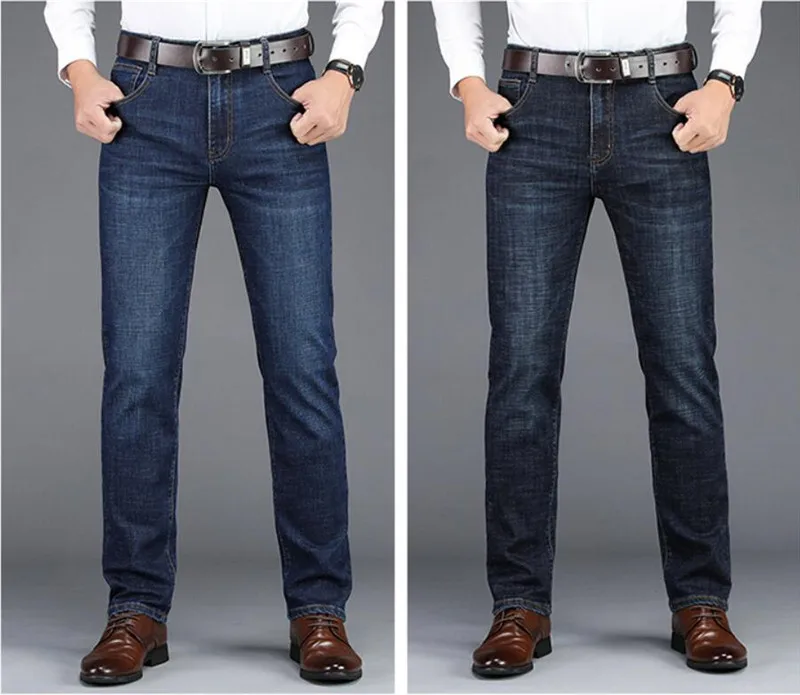 Джинсы мужские 2019 Новые мужские джинсы мужские прямые повседневные джинсовые брюки темно-синие джинсовые брюки больше размеров 28-40 42