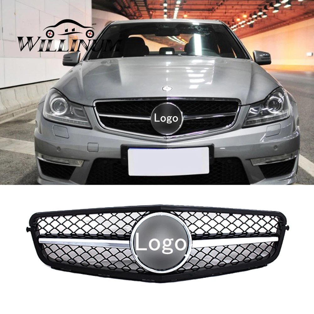 

Car front sport grill kidney grilles for Mercedes Benz W204 C63 2007-2014 auto front gloss black grille hole bumper cover trim