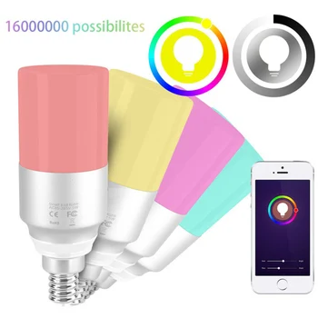 

WiFi Smart Light LED Bulb Candle Dimmable E27/B22/E14 6W RGB And Cold Light Lamp Work With Google Home Alexa Smart Life APP