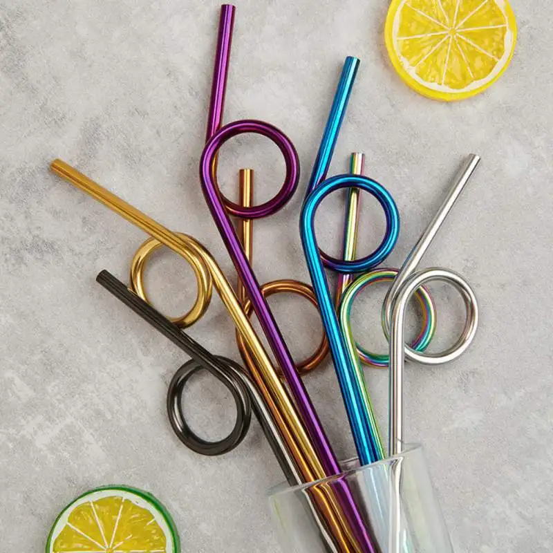 Stainless Steel Drinking Straw Reusable Portable Beverage Coffee Straw And Cleaning Brush,Unbreakable Juice Tumbler Drink Cup