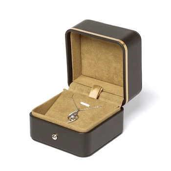 

Brown Necklace Jewelry Display Storage Packaging Gift Box Built-in Velet Card Slot For Jewellery Organizers Holder Counter Show