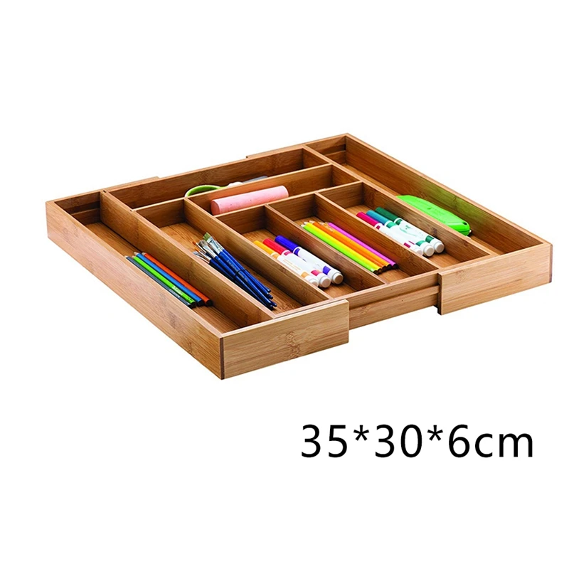 

Expandable Drawer OrganizerNatural Bamboo Silverware Organizer Kitchen Utensils Cutlery Tray 8 Compartment Organizer for Home &