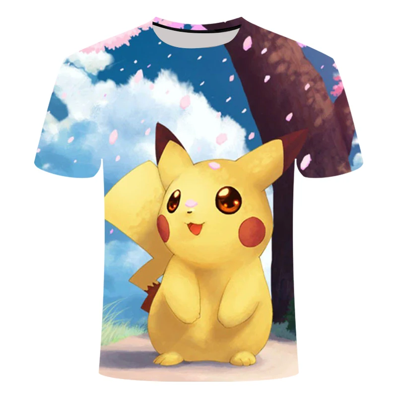 New 3D Movie Detective Pokemon Pikachu T-shirt For Boy/girl Tshirts Fashion Summer Casual Tees Anime Cute Cartoon Clothes