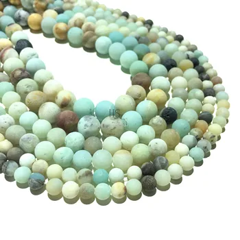 

Matte Amazonite Beads Round Loose Stone Beads Healing Energy Gemstone Jewelry Making DIY Bracelet Necklace Design 4 6 8 10 12mm