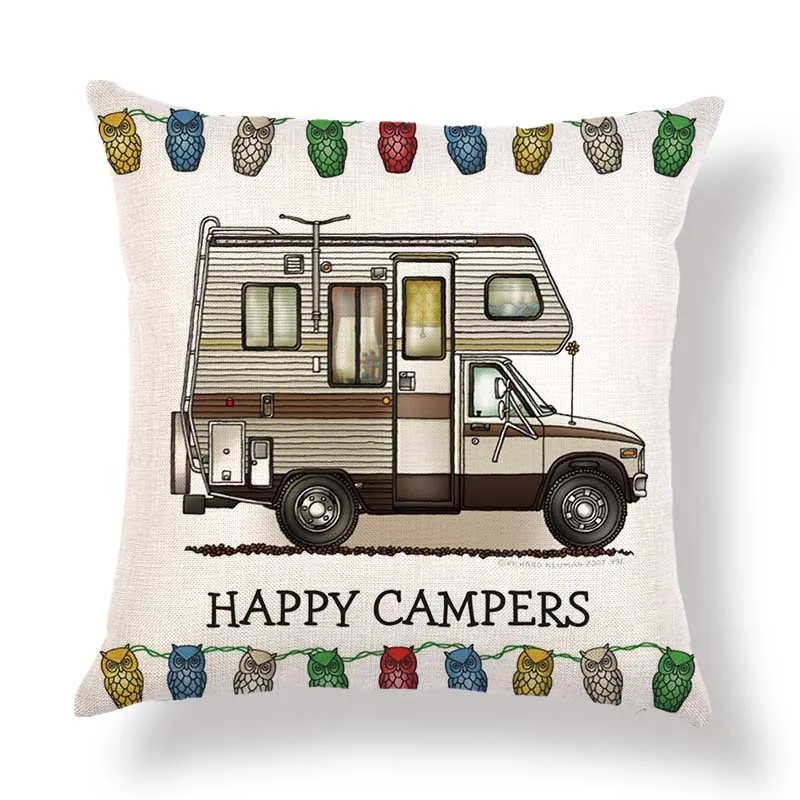 18x18 квадратная наволочка Рождественская Happy Camper Кемпинг Ван милый