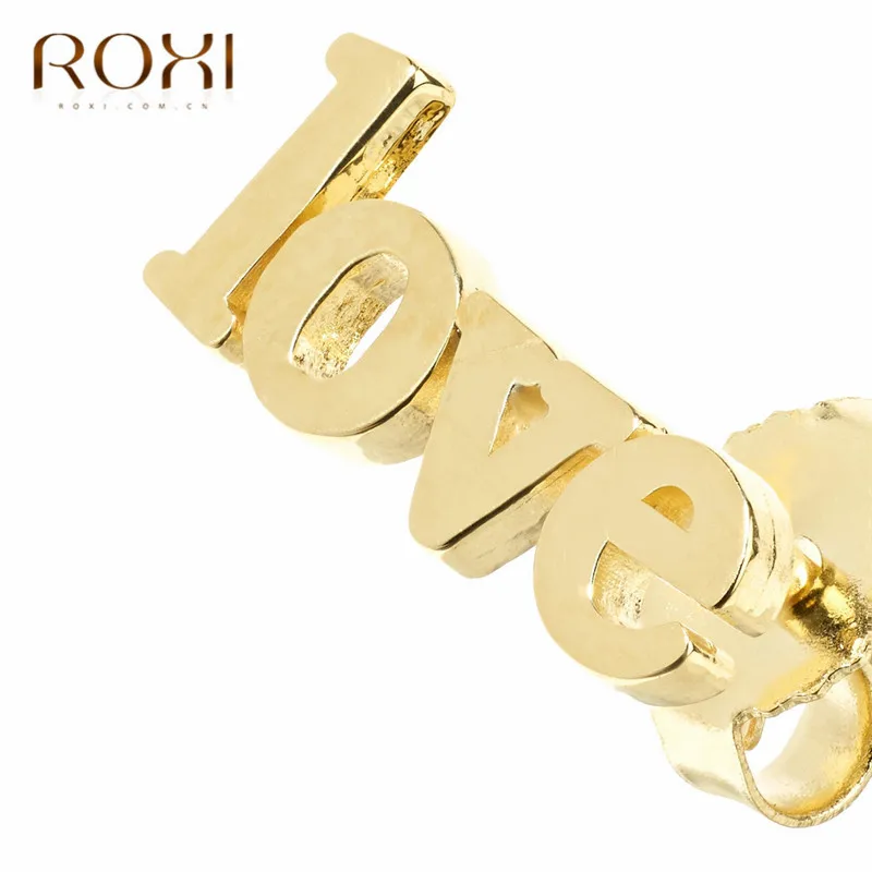 Серьги ROXI Серебро 925 пробы, асимметричные серьги с буквой Love You Name для женщин и девочек, серьги для пирсинга с именем на заказ