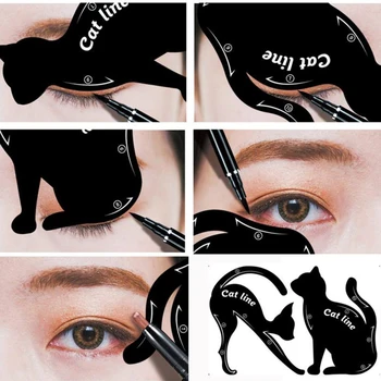 

2Pcs Cat Line Stencils Pro Eye Makeup Tool Eyeliner Stencils Template Shaper Model Eyebrows Eyeshadow Wholesale