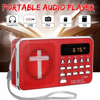 

Portable Bible Audio Radio MP3 Music Player Mini Handheld Radio Rechargeable Digital Audio Player Wireless FM Radio AUX Speaker