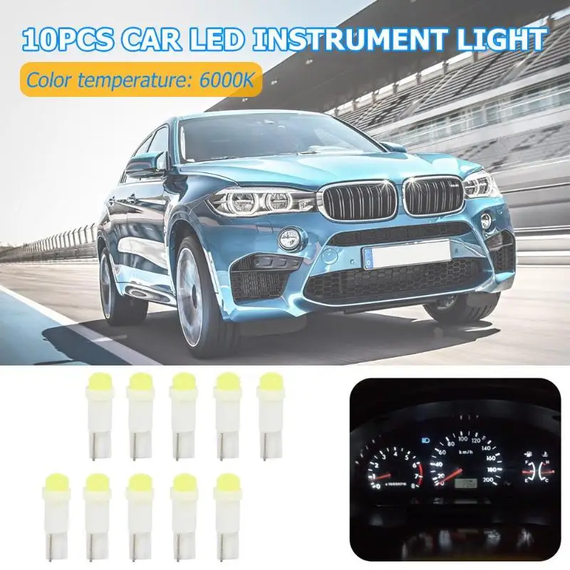 

10pcs 3D COB LED Bulbs T5 Instrument Light Bulbs Car Warning Indicator Instrument Cluster Lights for Car Instrument Cluster