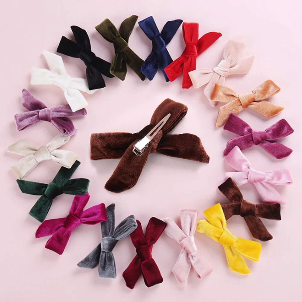 

2019 fashion Velvet Handtied Bow Nylon Headband or Clip for Autumn and Winter,Schoolgirl Velvet Hair Accessories