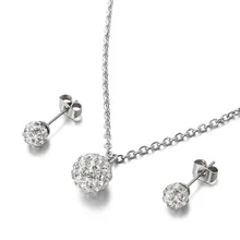 Модное хрустальное ожерелье из нержавеющей стали подвеска серебряный шар ожерелье ювелирные изделия