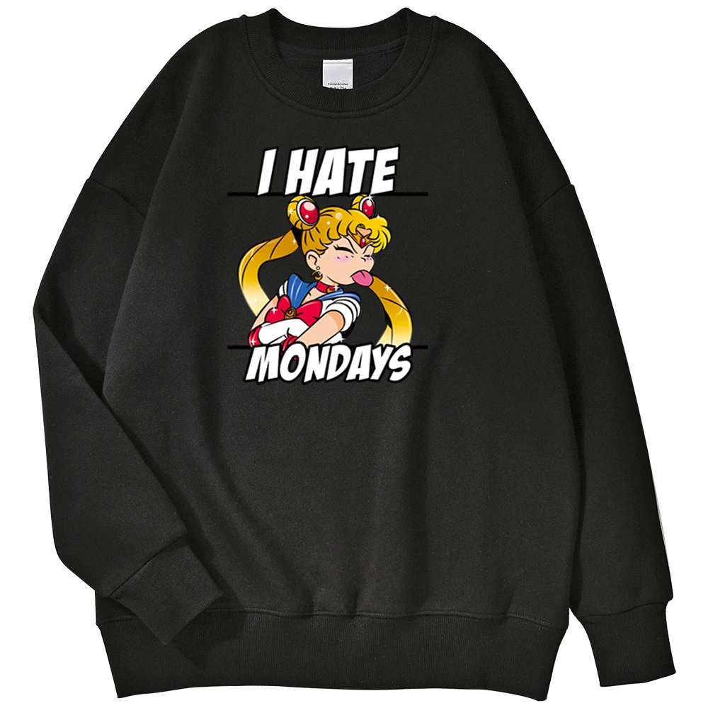 

Sailor Moon Cartoon Image Sweatwsweatshirt Men I Hate Mondays Funny Men Sportswear Retro Street Loose Tracksuit Man