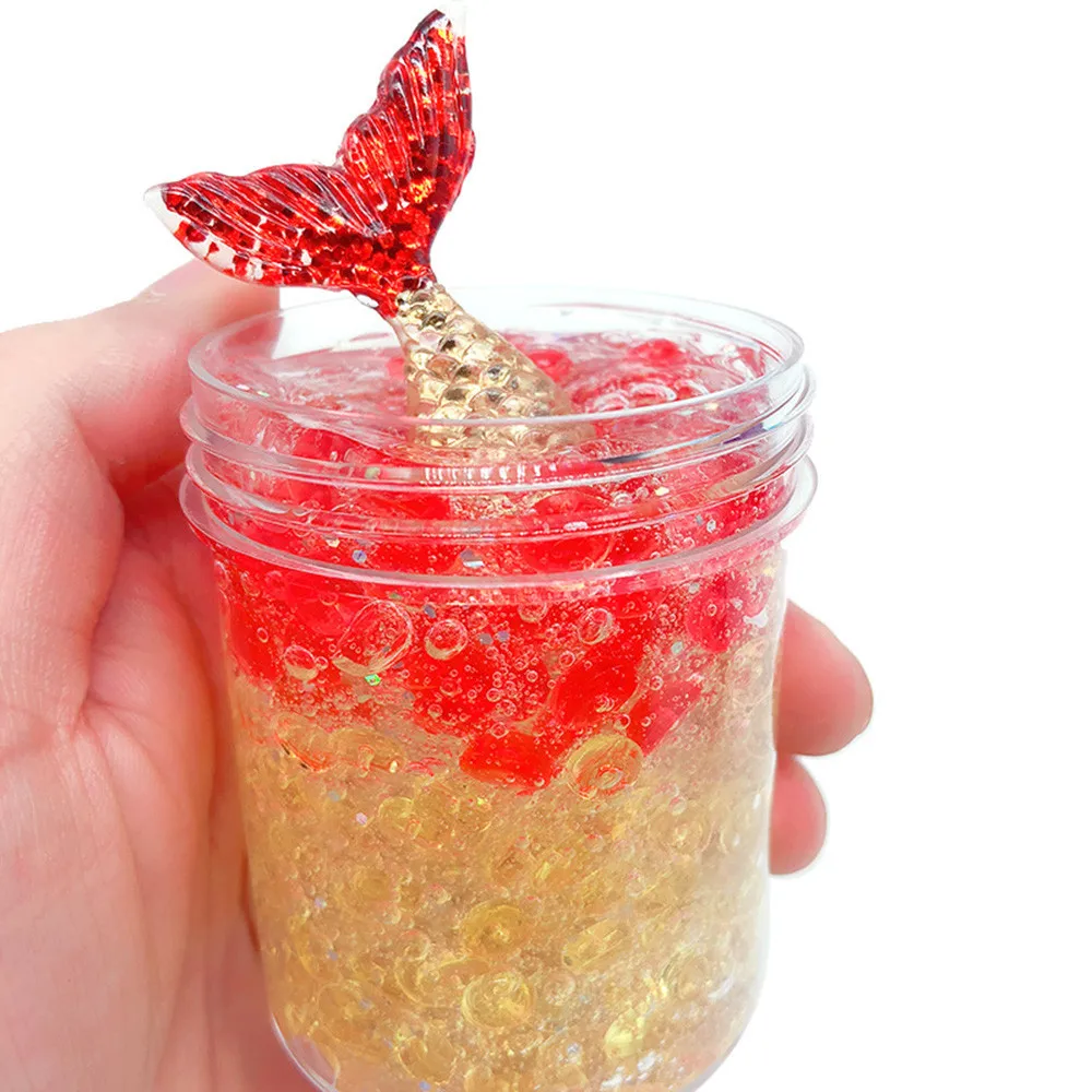 Fish tail tid Mud Mixing Cloud Slime Scented Stress Kids Clay Toys Soft Slime Clear Crystal Plasticine Mud #B