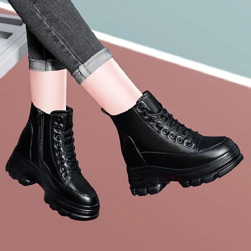 Botines con plataforma para mujer, cálidos de tacón bota corta de felpa, talla 34 40, Otoño e Invierno|Botas de nieve| - AliExpress