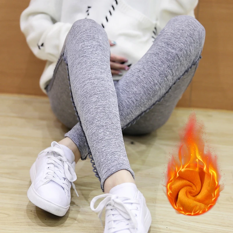 Light Grey Новые хлопковые леггинсы хорошего качества для беременных женщин, плотные золотые бархатные Тонкие Леггинсы для беременных, узкие брюки для беременных - Цвет: Light Grey