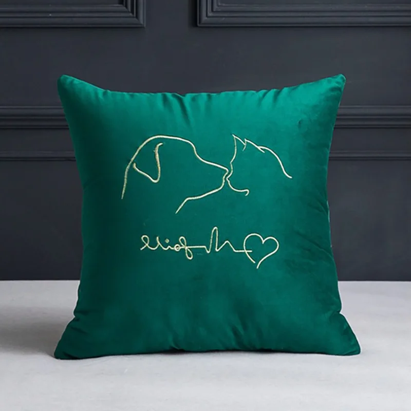 

New Luxury Embroidery Pillowcase Sofa Cushion Pillowcase Bedroom Velvet Square Pillow Household Flower Pillowcase Cushion Cover