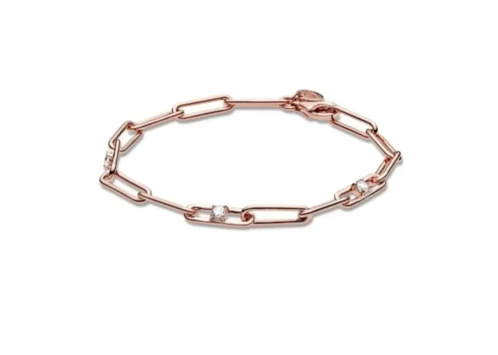 

100% Стерлинговое Серебро 925 пробы, высокое качество, модный браслет из розового золота, ювелирные изделия