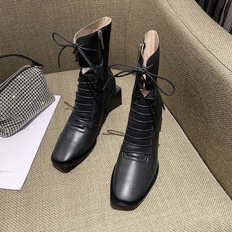 Size 35-40 2020 New Elegant Womens Boots Autumn Brand Design Solid PU Shoes for Woman Sexy Ladies High Heels Career Dress Pumps