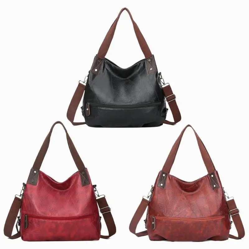 

Vintage Women Shoulder Handbag Leather Messenger Top-handle Bag Large Totes