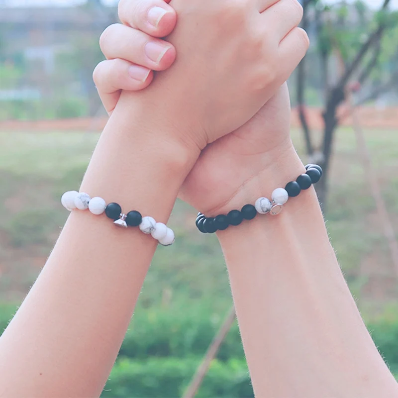 Promise Distance Matching Bracelets Friendship Couple Bracelets For Best  Friends Couple Women Mens Teen Girls Black(1pc, Silver) | Fruugo NO