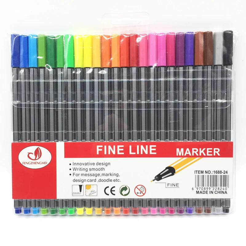 24colors Fineliner Micron Liner Pen Set 0.4mm Pens for Drawing Lines Pigment Liner Manga Sketch Color Marker Pen Art Supplies