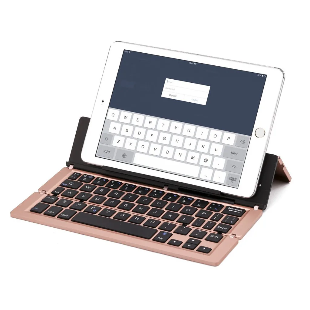 

CARPRIE Portable Aluminum Folding Blueteeth Keyboard Foldable Compatible With Mobile Phone A0538-1 Long Battery 70 Hours