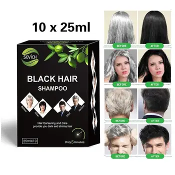 

10pcs Black Hair Dye Shampoo Instant Black Hair 5 Minutes Make Grey White Hair Darkening Shiny Black Hair Immediately Hair Care