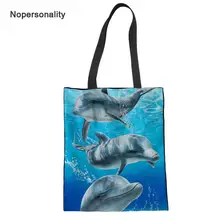 Nopersonality океан Стиль Дельфин хозяйственные сумки для Для женщин складной холст сумка-тоут сумки белье экологический многоразовый Наплечные сумки для шоппинга