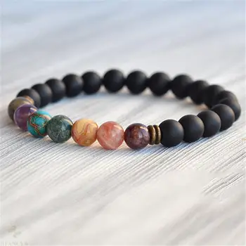 

8mm Matte Agate Color Stone Handmade Mala Bracelet Cheaply Buddhism Religious Retro Spirituality Chakra Meditation