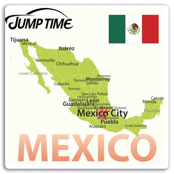 

Jump Time for Mexico Map Vinyl Stickers Flag Travel Sticker Laptop Luggage Bumper Decals Waterproof Car Accessories