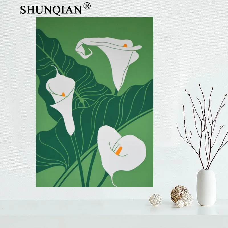 Custom Canvas Wall Decor Calla lily Colorful Poster Cloth Silk Fabric Posters And prints Home Painting | Дом и сад