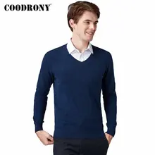 COODRONY Brand Pure Merino Wool Sweater Men Classic V-Neck Pull Homme Autumn Winter Thick Warm Soft Cashmere Pullover Men 93023