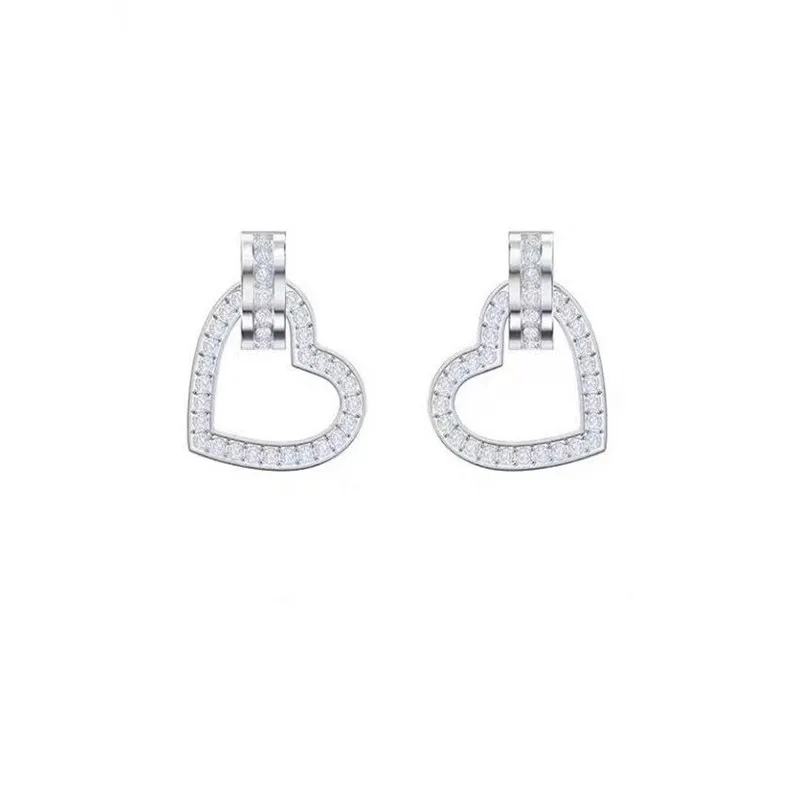 white gold Ювелирные изделия бриллиантовые серьги 18k Золото Простой Молодежный стиль для женщин - Цвет камня: white gold