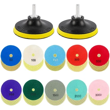 

12 Pack 4 Inch Diamond Polishing Pads Set Wet,for Granite Stone Concrete Marble Floor Grinder or Polisher