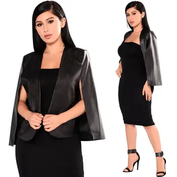 

Suit-dress Pu Leather Clothing Loose Coat Cloak Loose Coat Nightclub Small Suit
