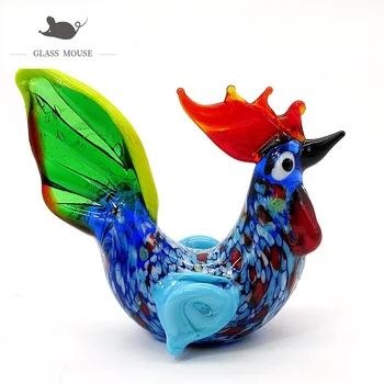 

Glass Turkey Figurine Christmas Ornament Colorful Vivid Cock Cute Poultry Animals Statue Home Table Xmas Decor Charm Accessories