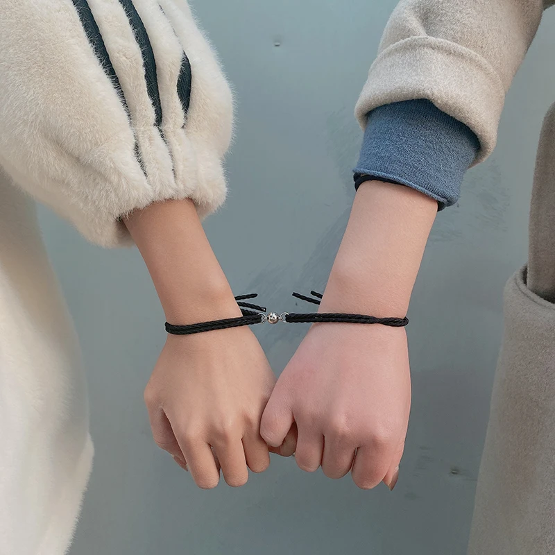 2 шт./компл. из горного хрусталя черный браслет веревочка для женщин нить