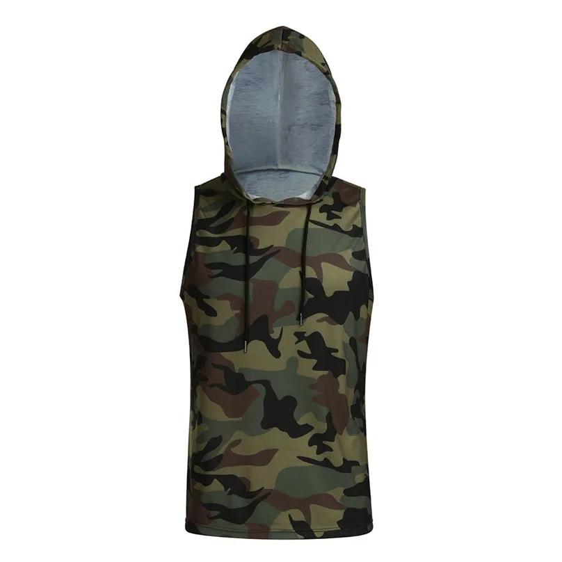 Muscle Mens Vest Gym Sports Sleeveless Hooded Vest Tank Tops Fitness Running Clothes Loose training Tops Vests &3s11 (13)