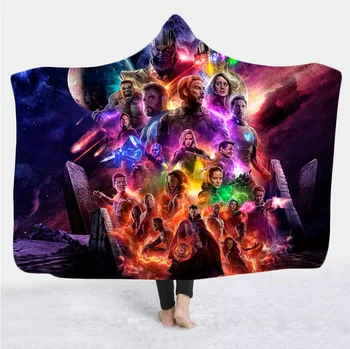 

movie Marvel Avenger 3D Print Plush Throw hooded Blanket Sherpa Fleece Bedspread Blanket Vintage Bedding wool soft Blanket 013