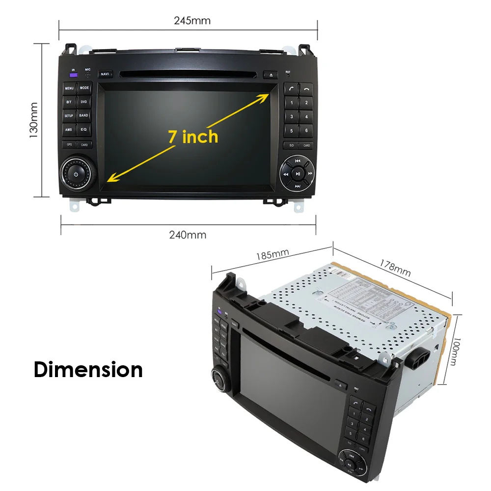 Perfect Android 9.0 DSP Auto radio Car DVD multimedia for Mercedes Benz B200 A B Class W169 W245 Viano Vito W639 Sprinter W906 WIFI GPS 2