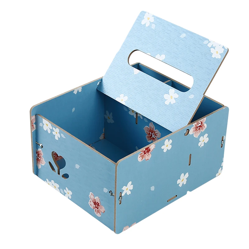 blue Домашняя кухня бамбуковая деревянная коробка ткани Твердый Деревянный Держатель салфеток чехол простой стильный - Цвет: blue