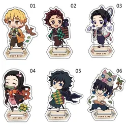 Figurine de dessin animé Demon Slayer Kimetsu no Yaibai, 8cm, en acrylique, Kawaii, pour bureau, Collection de jouets pour enfants, cadeau de décoration 