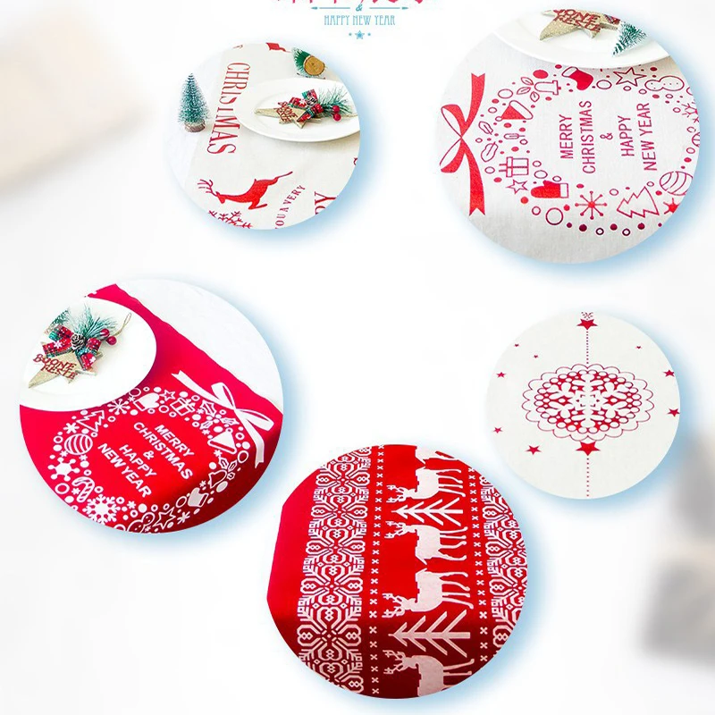Navidad рождественские украшения для дома белый/красный Рождественский стол флаг стол с новогодним орнаментом бегун Рождественский гобелен Новогодний подарок