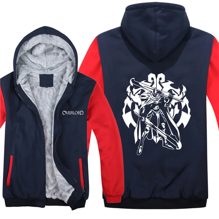 Winter Overlord Man Hoodies Zipper Coat Fleece Thicken Overlord Sweatshirts Man Pullover